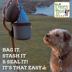 Dicky Bag Reusable Dog poop holder w/Waste Bag Dispenser - Odor Seal Poo Carrier for Doggie Bags. Perfect for Dog Walkers, Hikers and More w/120 FREE Biodegradable Bags