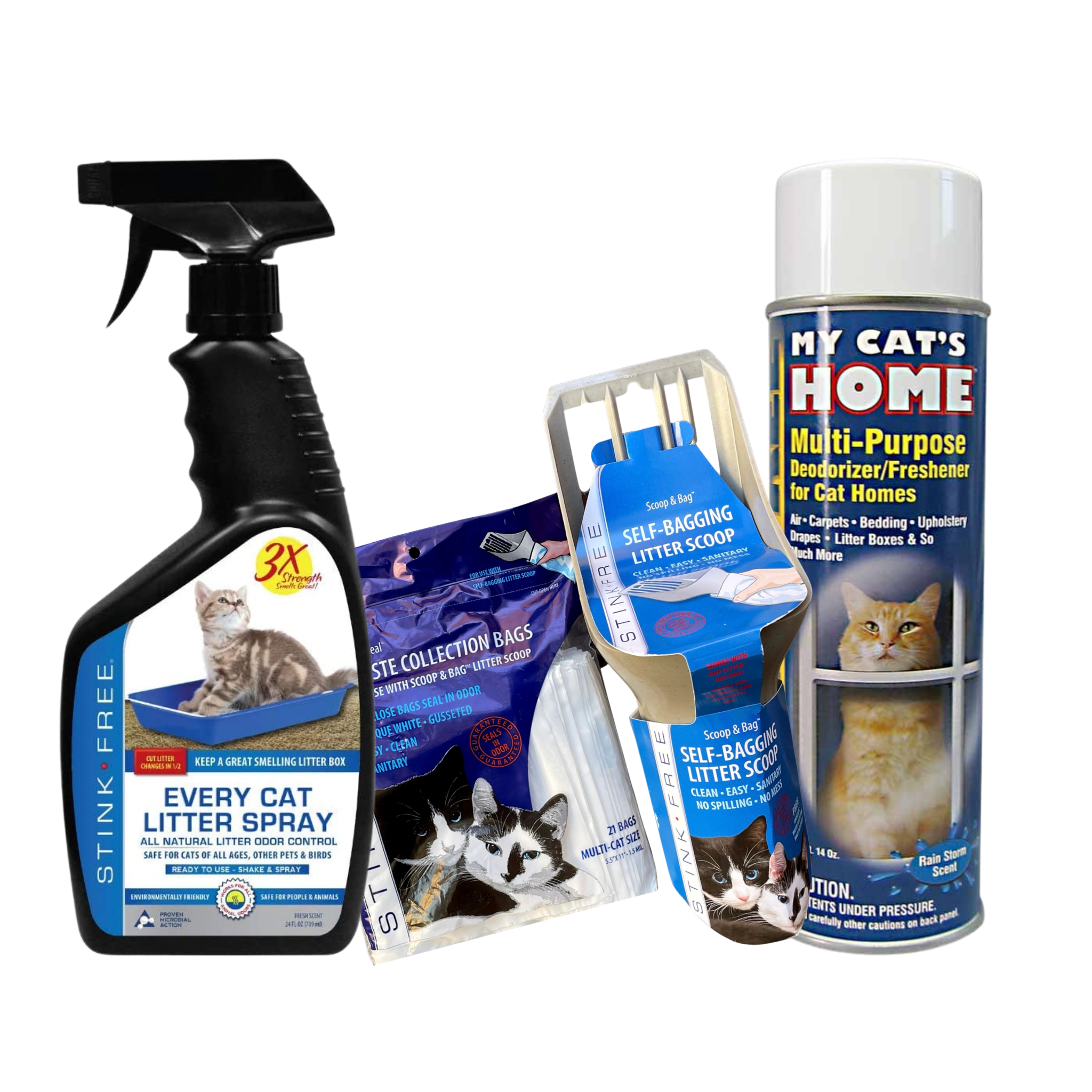 Every Cat Litter Spray, Self Bagging Litter Scoop w/ bags & My Cat's Home