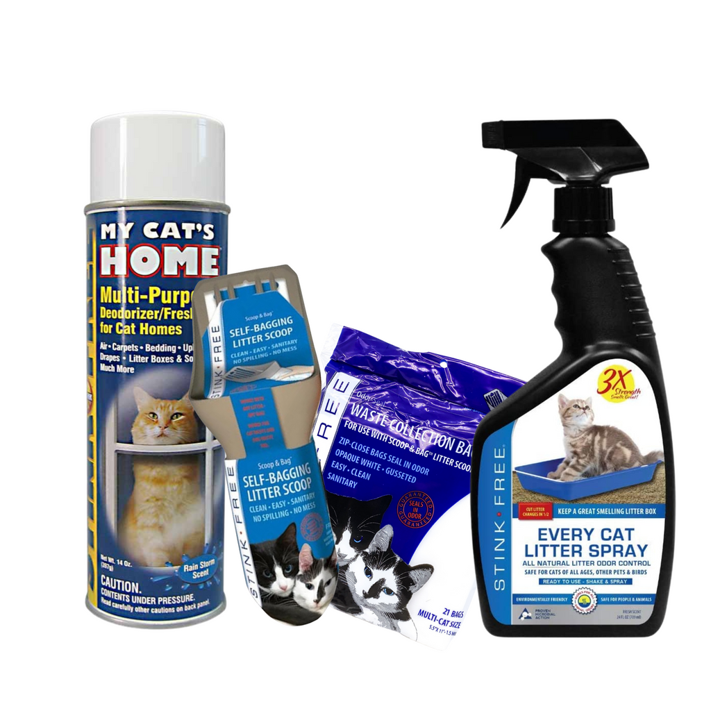 Every Cat Litter Spray, Self Bagging Litter Scoop w/ bags & My Cat's Home