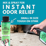 Solid Gel Deodorizer For Pets - Rainstorm Scent (2 pack) + FREE All Natural 4oz Concentrate paired with an empty 24oz spray bottle
