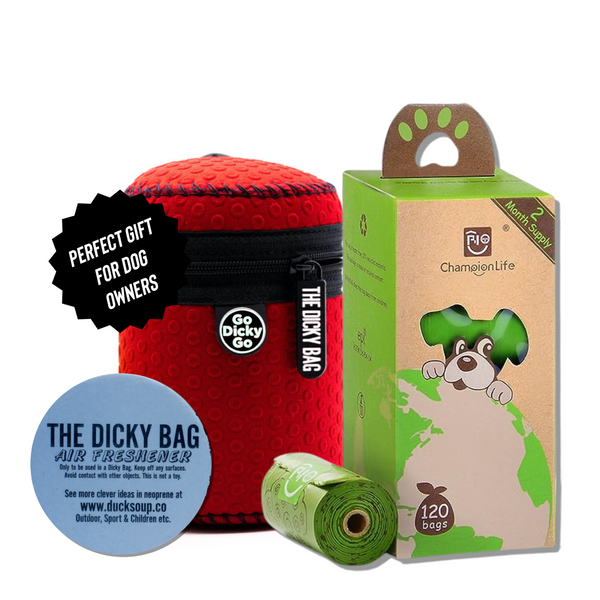 Dicky Bag Reusable Dog poop holder w Waste Bag Dispenser Odor Seal P Stink Free