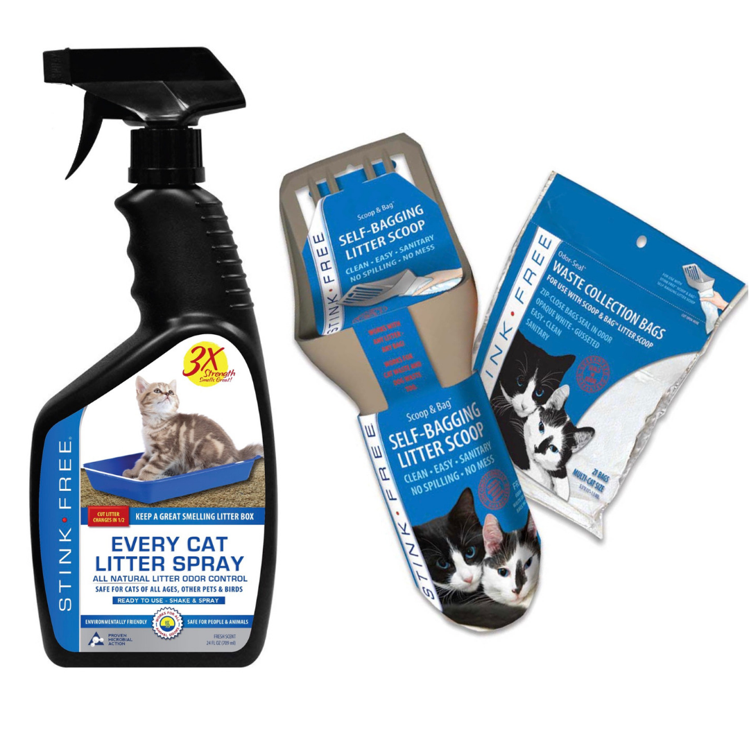 Every Cat Litter Spray Scoop w 21 Odor Seal Bags Stink Free