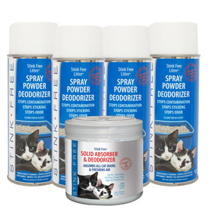 Litter Box Deodorizer w/ FREE Rainstorm Cat Deodorizer - No more sticky, stinky litter mess
