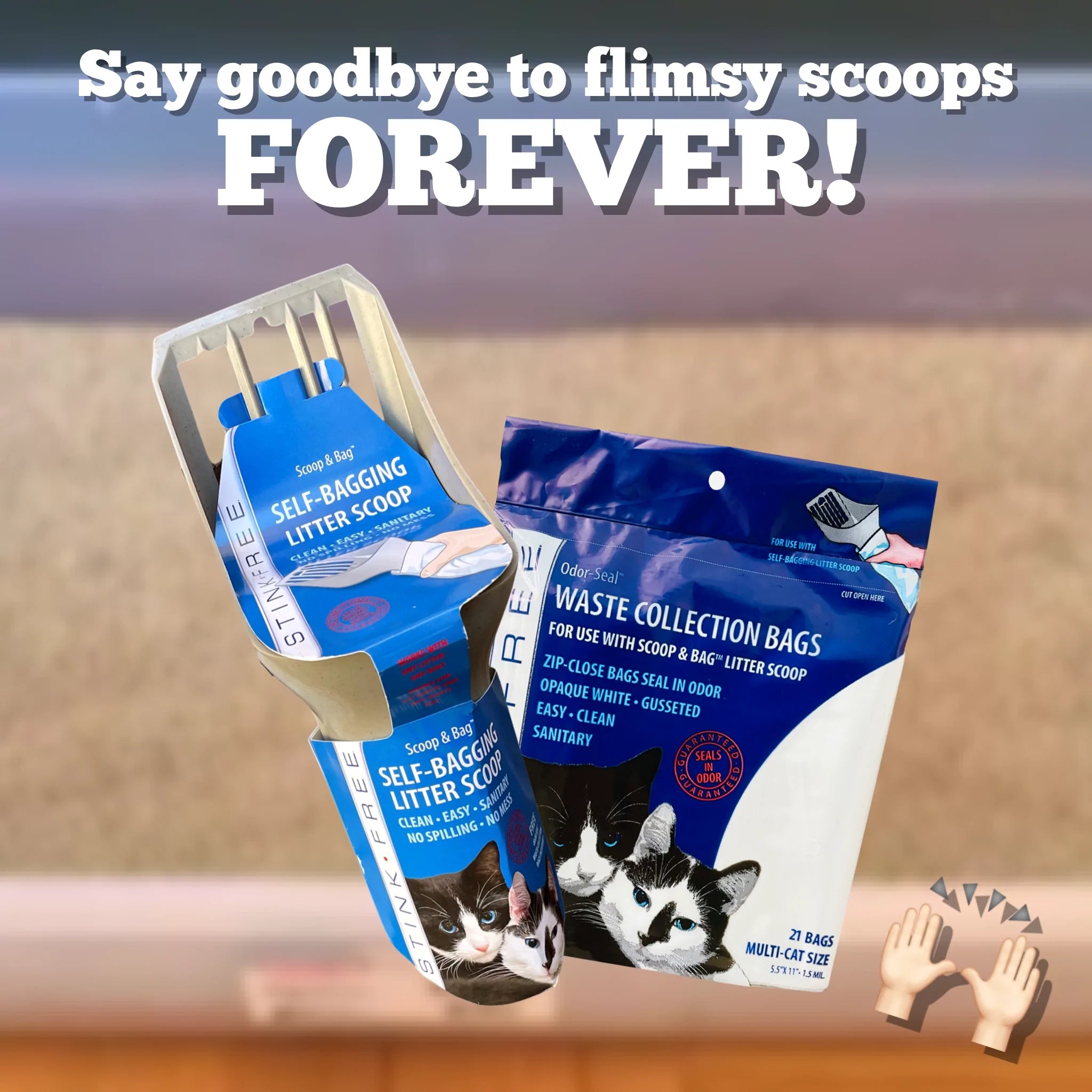 Litter Box Essentials Combo Pack w/ Self-Bagging Litter Scoop Included