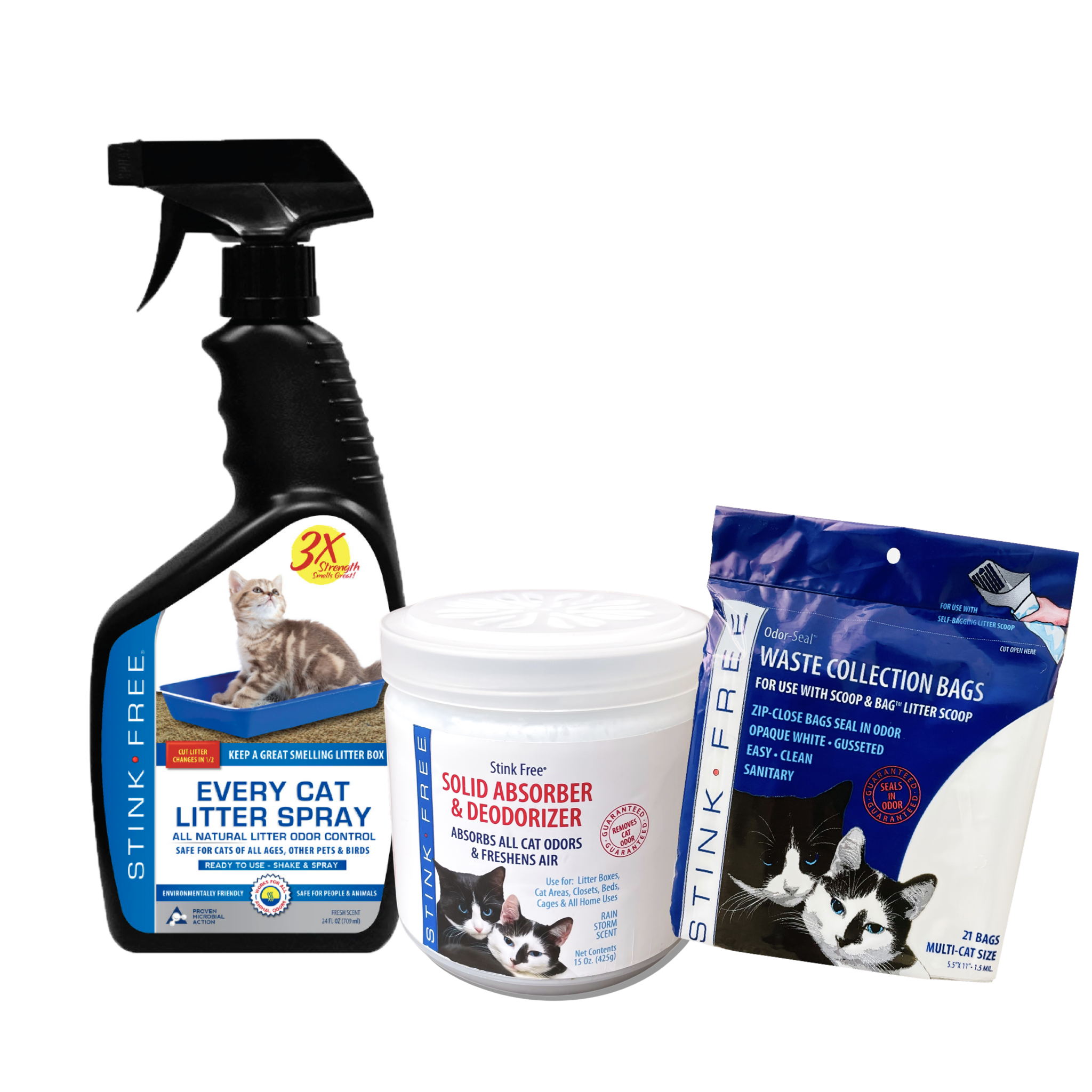 Every Cat Litter Spray, Rainstorm Solid Deodorizer for Cats & Pack of Odor Seal Waste Collection Bags