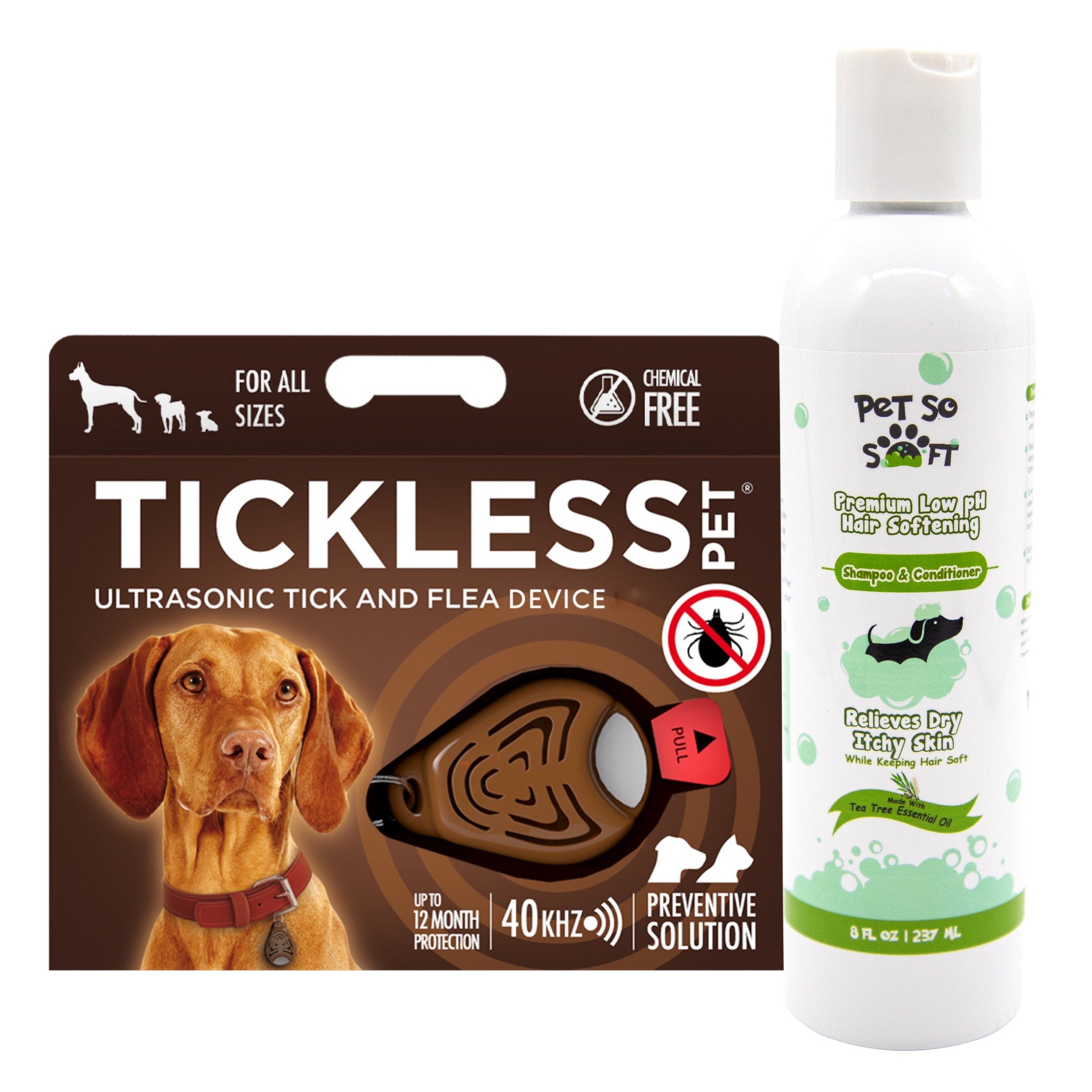 Tickless Chemical-Free Pet Tick and Flea Prevention for Dogs with FREE Pet Hair Softening Shampoo